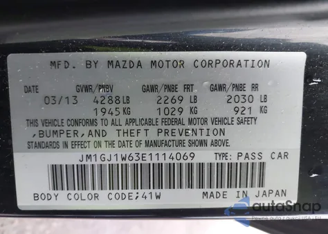 2014 Mazda Mazda6 I Grand Touring z USA, uszkodzony, nr VIN JM1GJ1W63E1114069